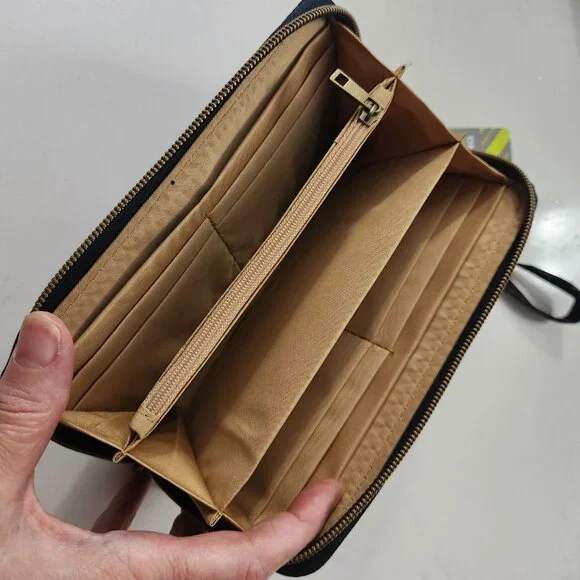 Travelon Safe ID‎ Navy Floral Wristlet Wallet RFID Blocking Wraparound Zip NWT - Picture 8 of 8